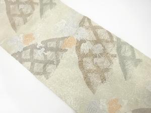 アンティーク　紗　光悦垣に蔦の葉模様織り出し袋帯（材料）